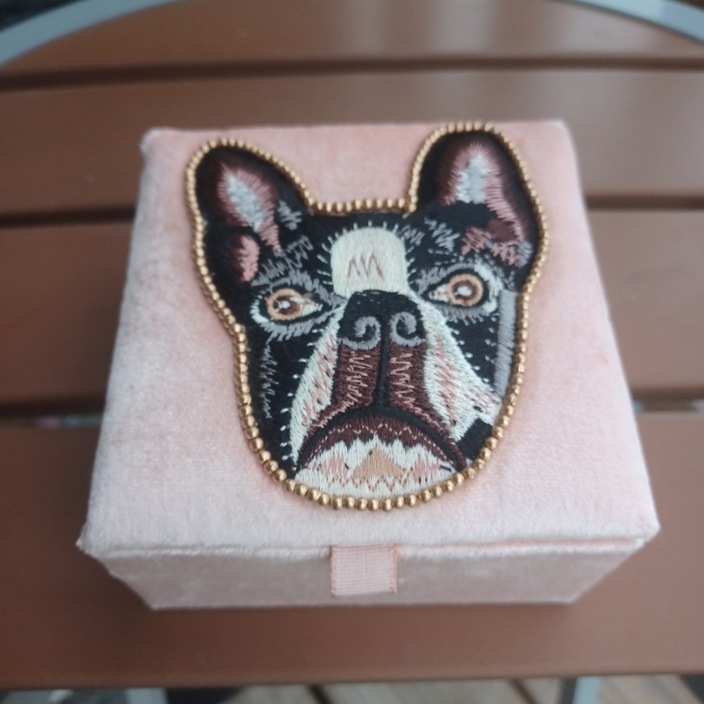 FRENCH BULLDOG BEADED JEWELRY BOX